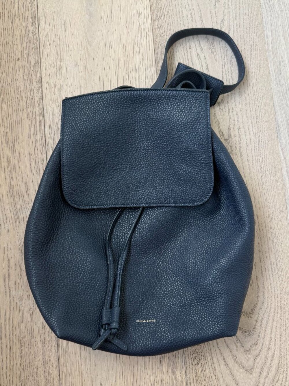 Mansur Gavriel Leather Backpack Navy Blue